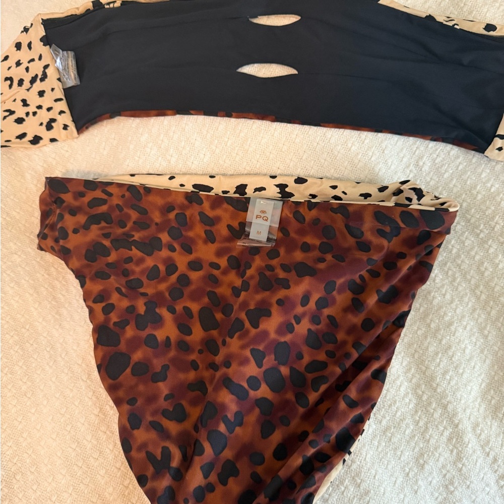 PQ Swim Brown and Cream Leopard Print Bikini Set - Picture 6 of 7